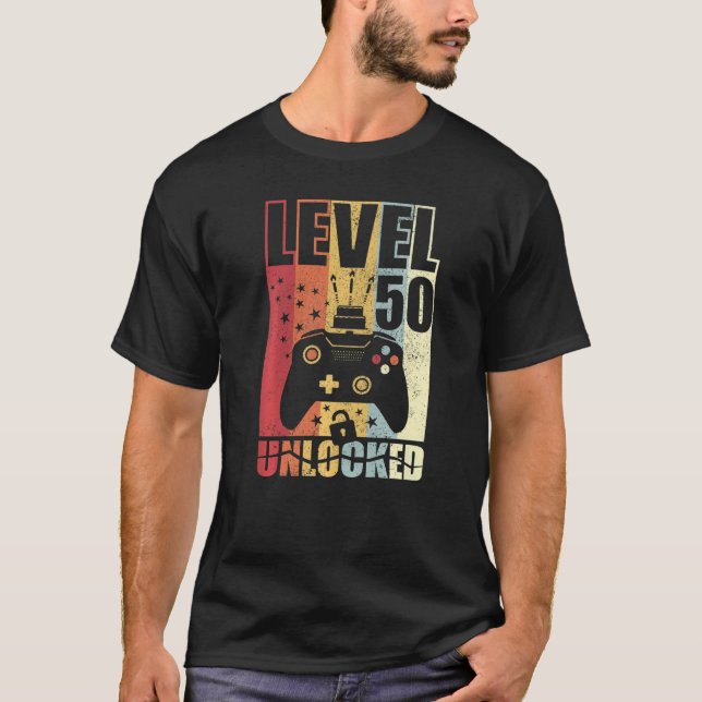 Level 50 Unlocked Birthday Level Up 50th Birthday  T-Shirt (Front)