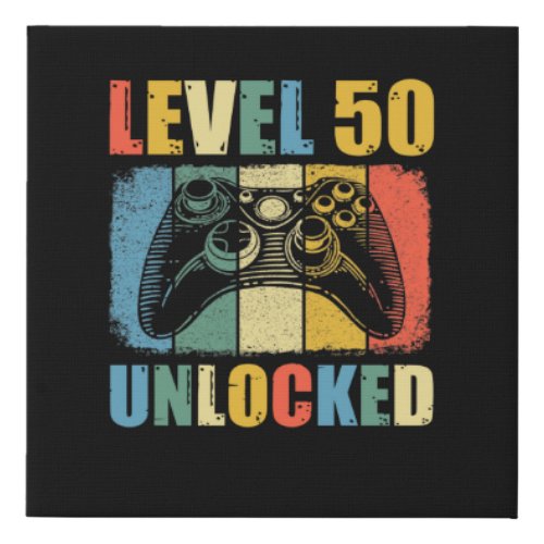 Level 50 unlocked faux canvas print