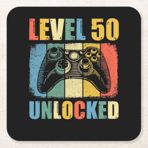 Level 50 unlocked square paper coaster