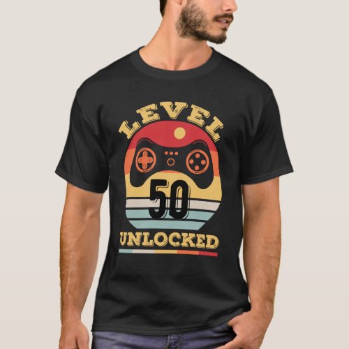 Level 50 Unlocked Video Gamer 50th Birthday Gift T_Shirt