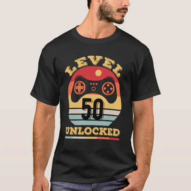 Level 50 Unlocked Video Gamer 50th Birthday Gift T-Shirt | Zazzle