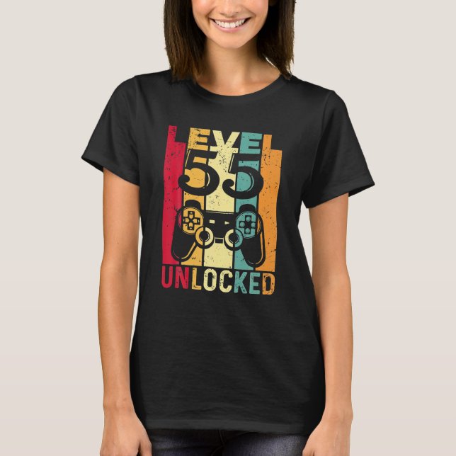 Level 55 Unlocked Awesome 1968 Video Game 55th T-Shirt (Front)