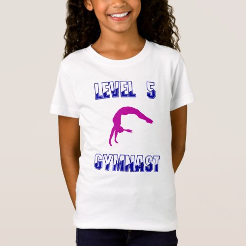 Level 5 Gymnast Blue and Magenta Gymnastics T_Shirt