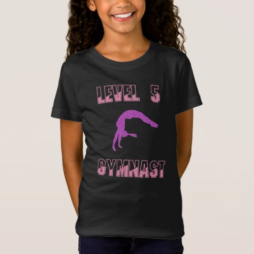 Level 5 Gymnast Pink and Purple Sparkle T_Shirt