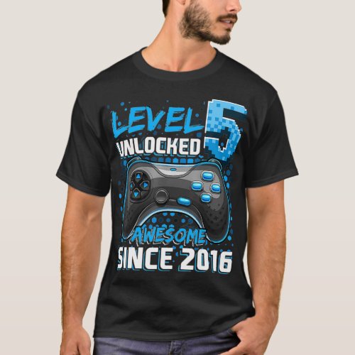 Level 5 Unlocked Awesome 2016 Video Game 5th Birth T_Shirt