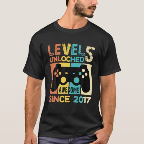 Level 5 Unlocked Awesome 2017 Video Game 5Th Birth T_Shirt