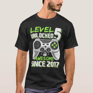 Level 5 Unlocked Awesome 2017 Video Game 5th Birth T-Shirt