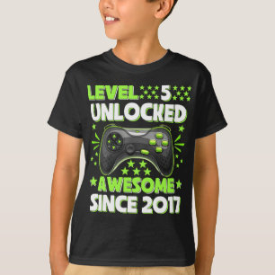 Level 5 Unlocked Awesome 2017 Video Game 5th Year T-Shirt