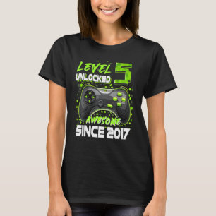 Level 5 Unlocked Awesome Since 2017 5th Birthday B T-Shirt
