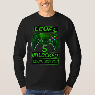 Level 5 Unlocked Awesome Since 2017 5th Birthday G T-Shirt