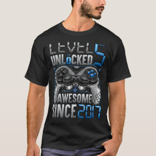Level 5 Unlocked Awesome Since 2017 5th Birthday T-Shirt