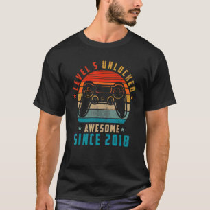 Level 5 Unlocked Awesome Since 2018 5th Birthday G T-Shirt