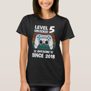 Level 5 Unlocked Awesome Since 2018 5th Birthday G T-Shirt