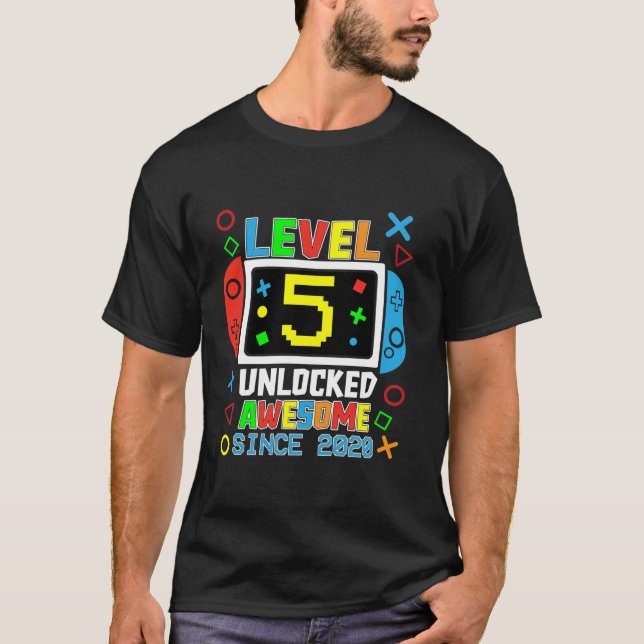 Level 5 Unlocked Awesome Since 2020 Video Game 5th T-Shirt (Front)