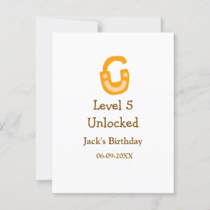 Level 5 unlocked lock orange brown happy birthday postcard