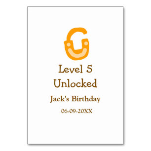 Level 5 unlocked lock orange brown happy birthday  table number