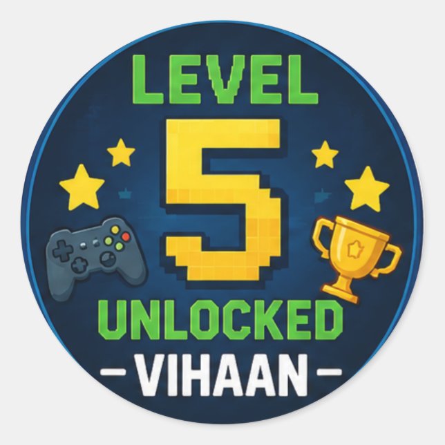 Level 5 Unlocked Personalized Birthday Sticker (Front)