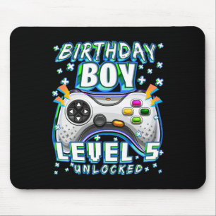 Level 5 Unlocked Video Game 5th Birthday Gamer Boy Mouse Pad