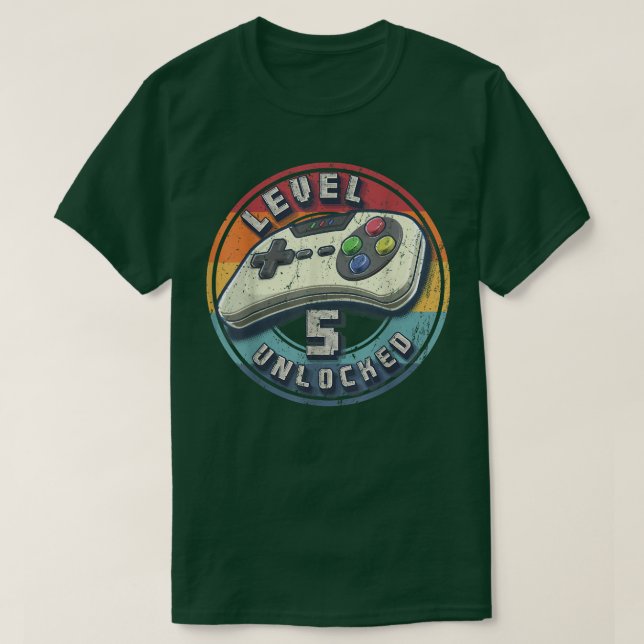 Level 5 Unlocked Video Game 5th Birthday Gamer Boy T-Shirt (Design Front)