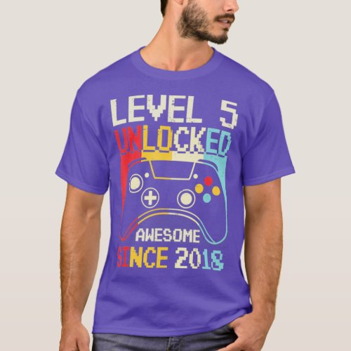 Level 5 Unlocked Video Game 5th Birthday Gamer Boy T_Shirt