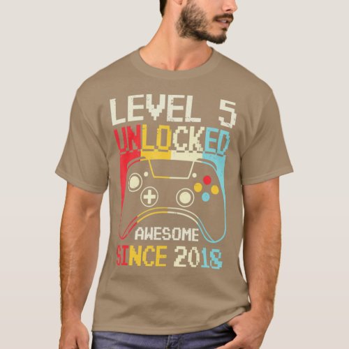 Level 5 Unlocked Video Game 5th Birthday Gamer Boy T_Shirt