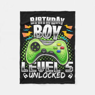 Level 5 Unlocked Video Game 5th Birthday Gamer Gif Fleece Blanket
