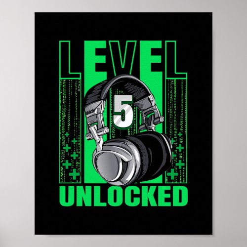 Level 5 Unlocked Video Game Boys 5th Birthday Poster