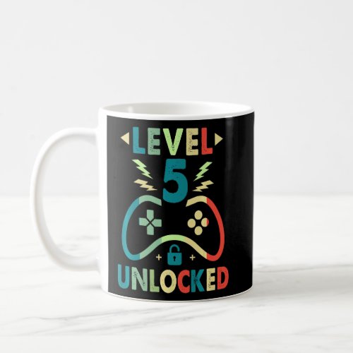 Level 5 Unlocked  Video Gamer 5th Birthday  Boys  Coffee Mug