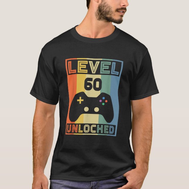 Level 60 Unlocked Video Gamer 60th Birthday Gaming T-Shirt (Front)