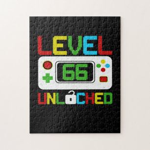 Level 66 Unlocked Video Game 10th Birthday Gift Jigsaw Puzzle