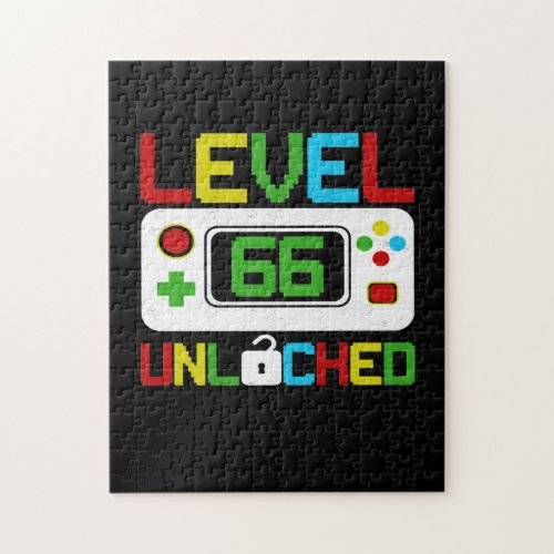 Level 66 Unlocked Video Game 10th Birthday Gift Jigsaw Puzzle