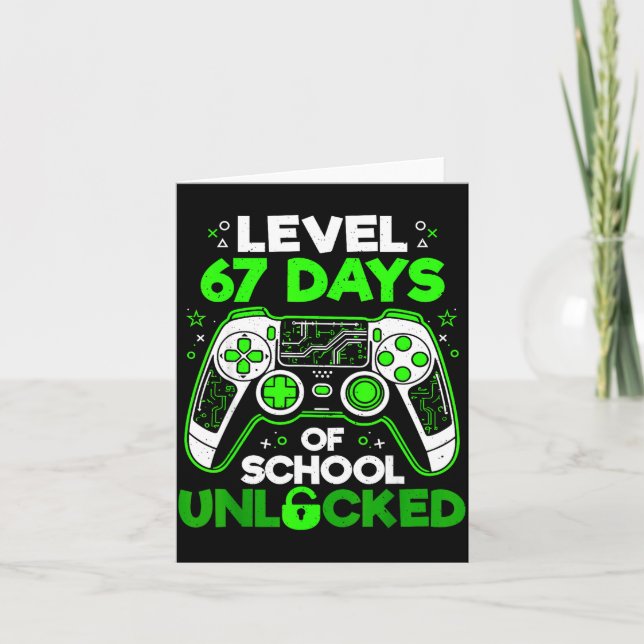 Level 67 Days Of School Unlocked Boys 67th Day Of  Card (Front)