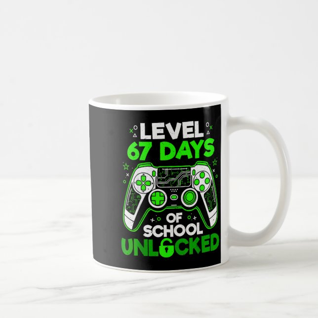 Level 67 Days Of School Unlocked Boys 67th Day Of  Coffee Mug (Right)