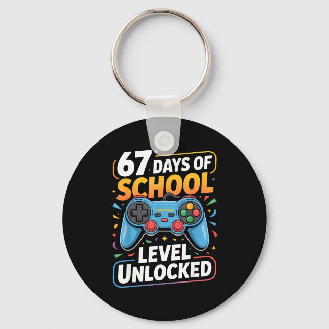 Level 67 Days Of School Unlocked Boys 67th Day Of  Keychain (Front)