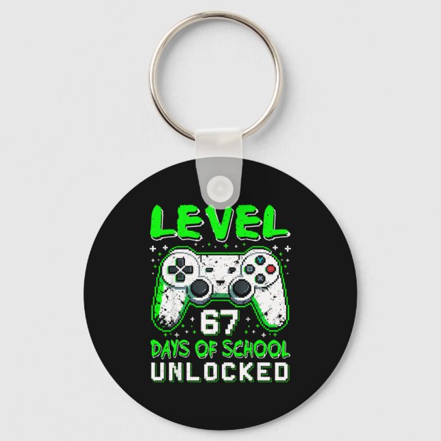 Level 67 Days Of School Unlocked Boys 67th Day Of  Keychain (Front)