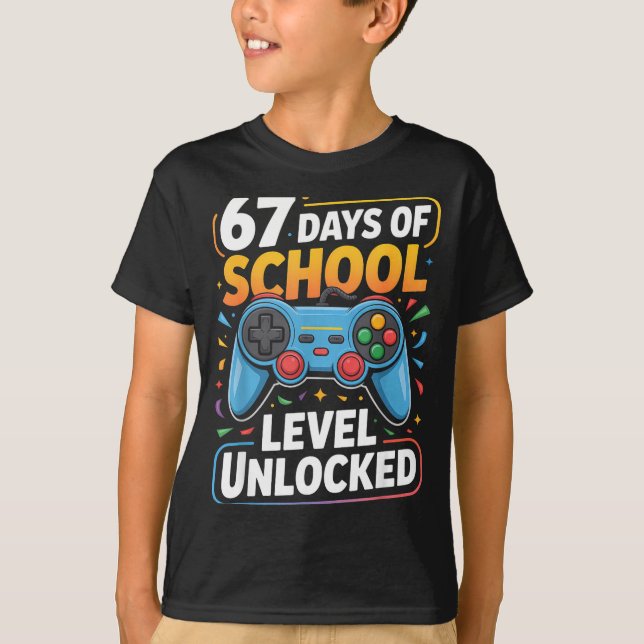 Level 67 Days Of School Unlocked Boys 67th Day Of  T-Shirt (Front)