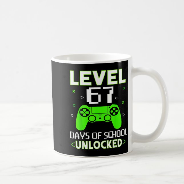 Level 67 Days Of School Unlocked Funny Gamer Kids  Coffee Mug (Right)