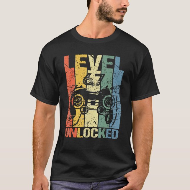 Level 67 Unlocked Awesome 1955 Video Game 67th Bir T-Shirt (Front)