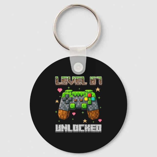 Level 67 Unlocked Gaming School Meme Six Seven Boy Keychain (Front)