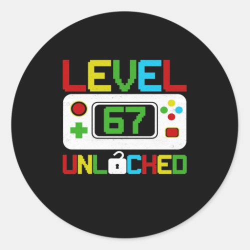 Level 67 Unlocked Video Game 10th Birthday Gift Classic Round Sticker