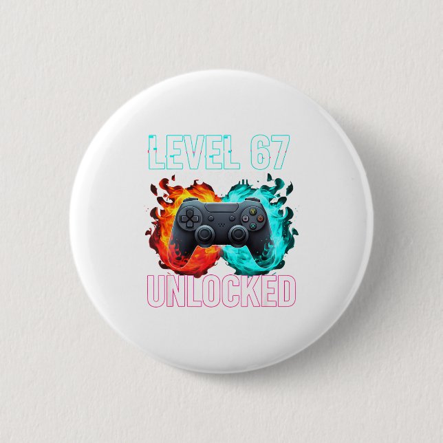 Level 67th Days Of School Unlocked Gamer Video Gam Button (Front)