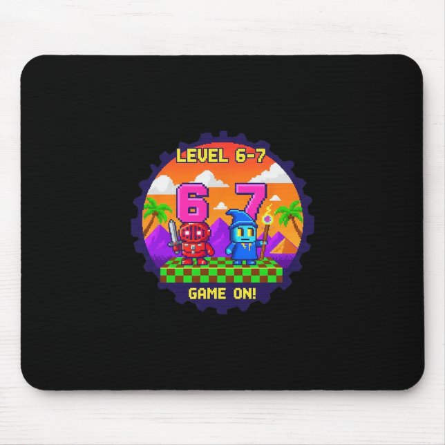Level 6 7 Gaming Pixel Art Six Seven Gamers  Mouse Pad (Front)