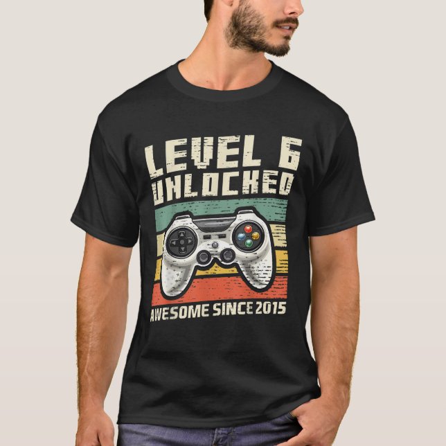Level 6 Unlocked Awesome 2015 Video Game 6th Birth T-Shirt (Front)