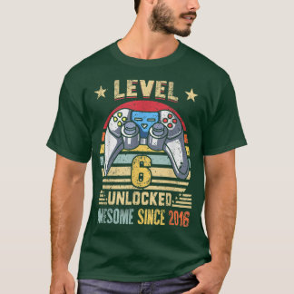 Level 6 Unlocked Awesome 2016 6th Birthday Boy Vid T-Shirt