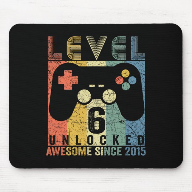 Level 6 Unlocked Awesome Video Game 6th Birthday B Mouse Pad (Front)