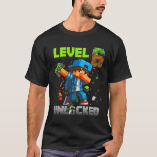 Level 6 Unlocked Funy Birthday Boy Pixel Gamer 6th T-Shirt
