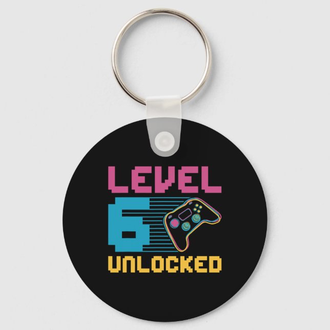 Level 6 Unlocked Gaming Birthday  Keychain (Front)