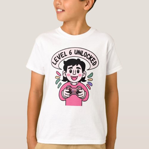 Level 6 Unlocked Kids Video Gaming T_Shirt
