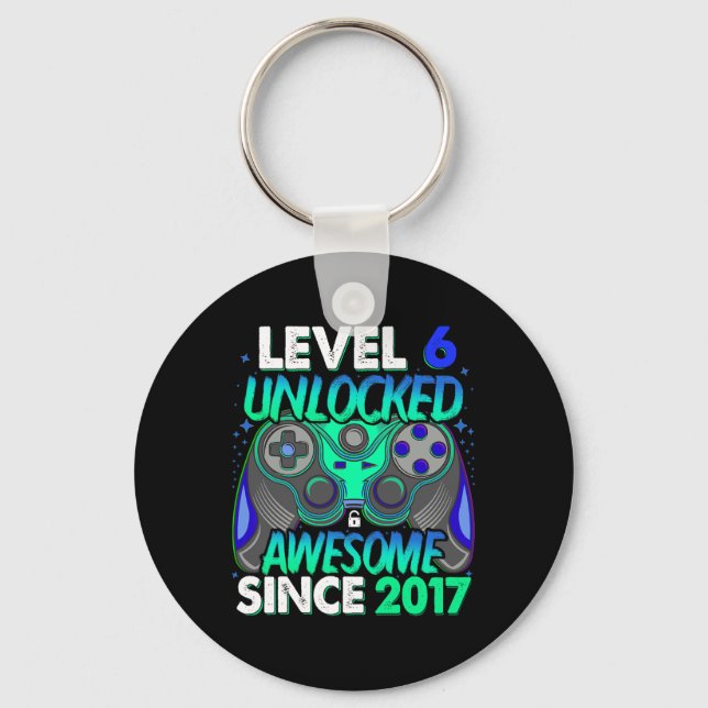 Level 6 Unlocked Video Game 6 Years Old Boy 6th Bi Keychain (Front)