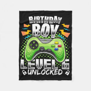 Level 6 Unlocked Video Game 6th Birthday Gamer Gif Fleece Blanket